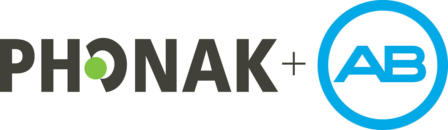 A logo displaying the cobrand of Phonak and AB